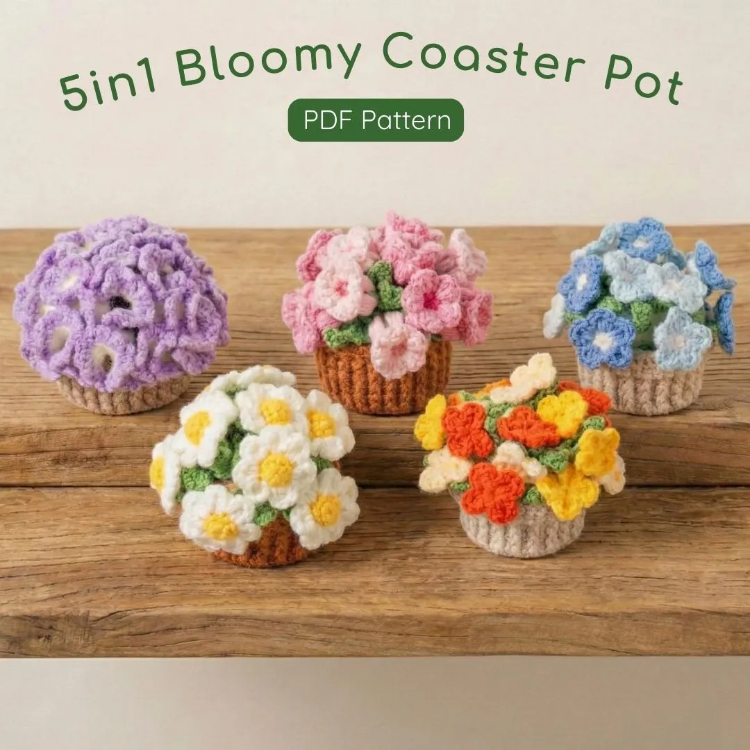 Bloomy Coaster Pot Crochet Pattern Bundle