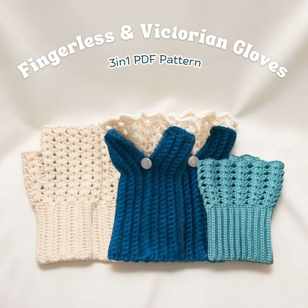 2In1 Fingerless & Victorian Gloves Crochet Pattern Bundle