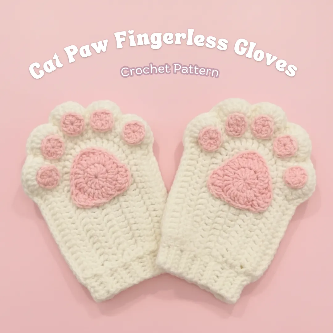 Cat Paw Fingerless Gloves Crochet Pattern