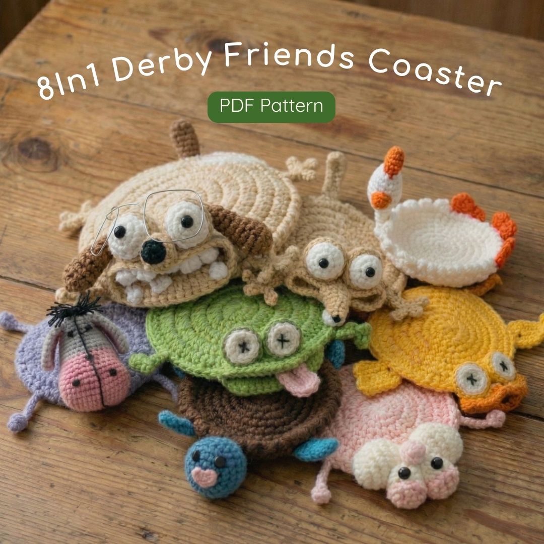 8in1 derpy friends coaster crochet pattern