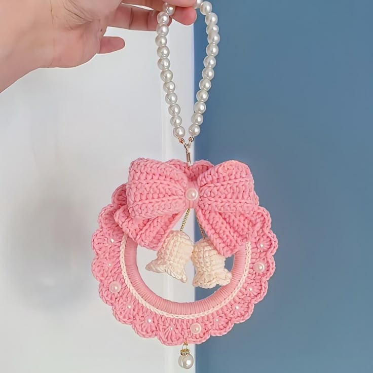 bell bow wreath charm crochet pattern