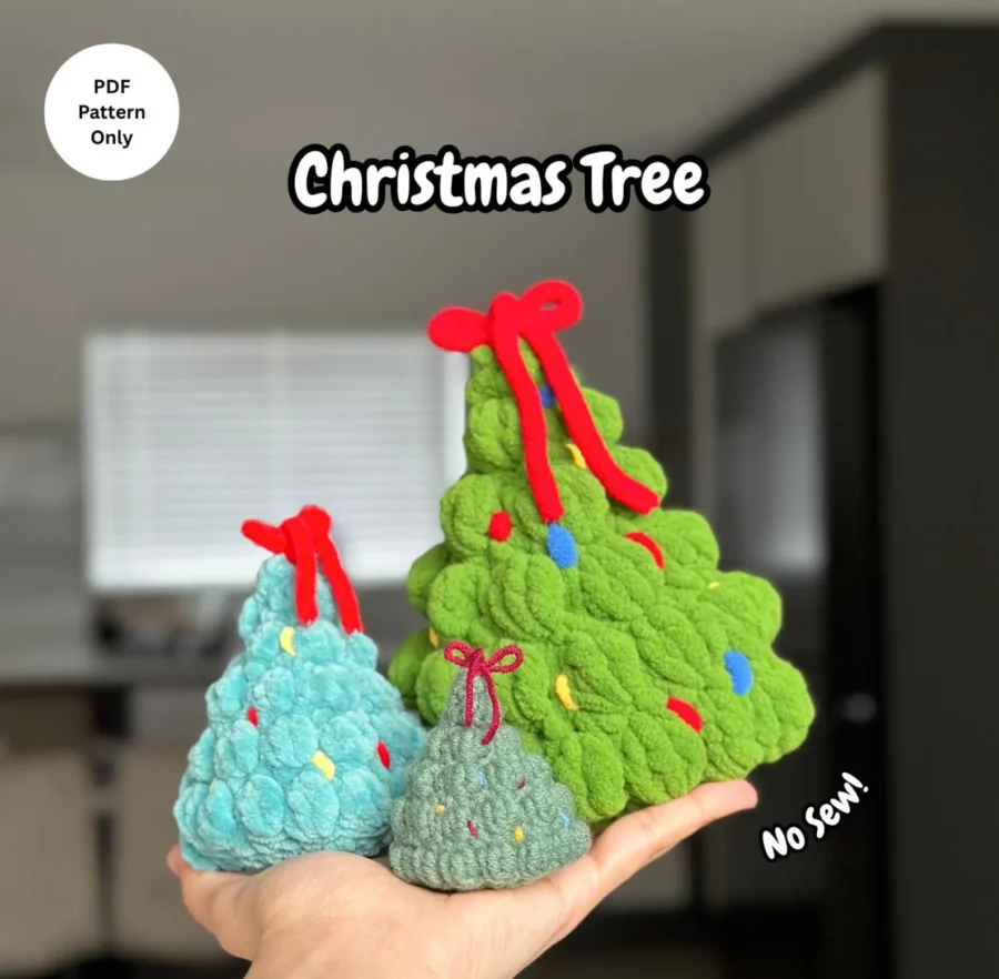 no-sew christmas tree plushie crochet pattern