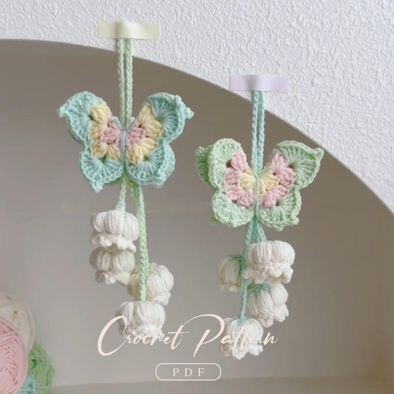 butterfly lily of the valley pendant crochet pattern